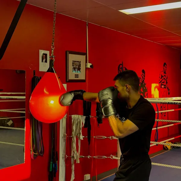 Group boxing class in session at The Dungeon Boxing gym