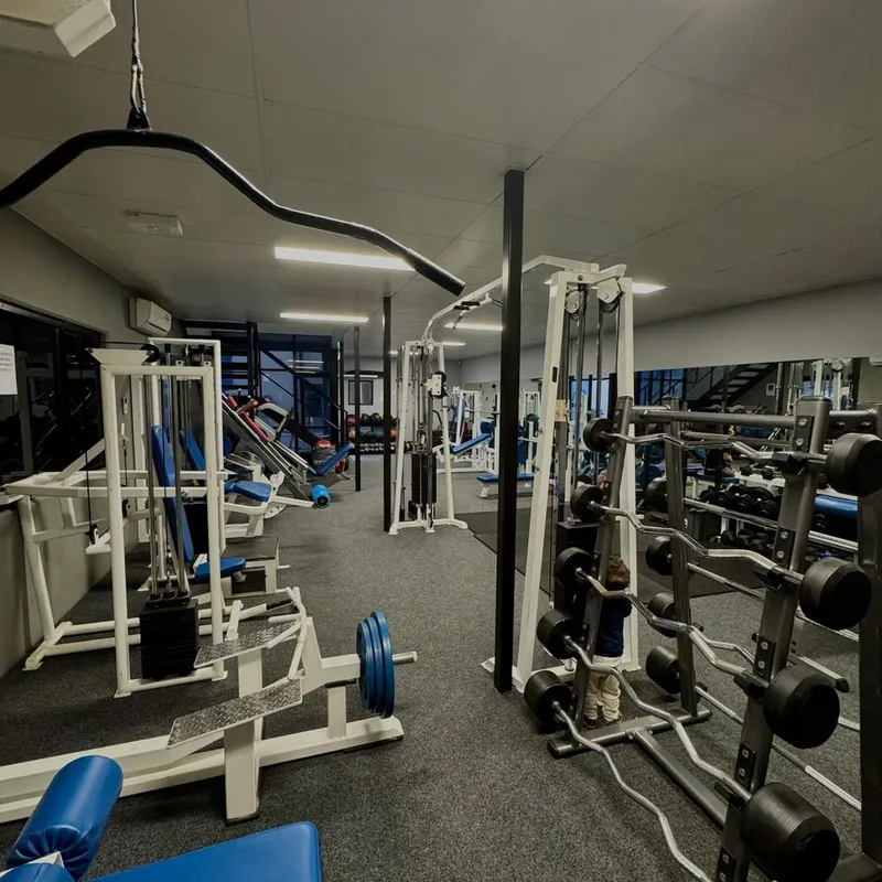 Two-floor gym facilities at The Dungeon Boxing — weights and boxing ring